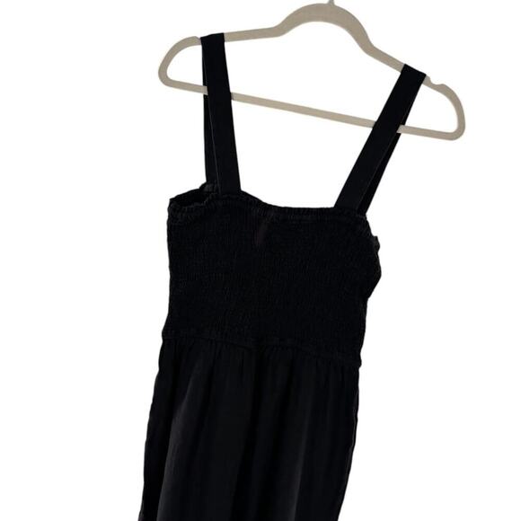 J. Crew Black Smocked Linen Sleeveless Tall Jumpsuit - Picture 7 of 10